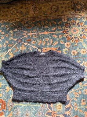 Black Button-Front Cropped Sweater